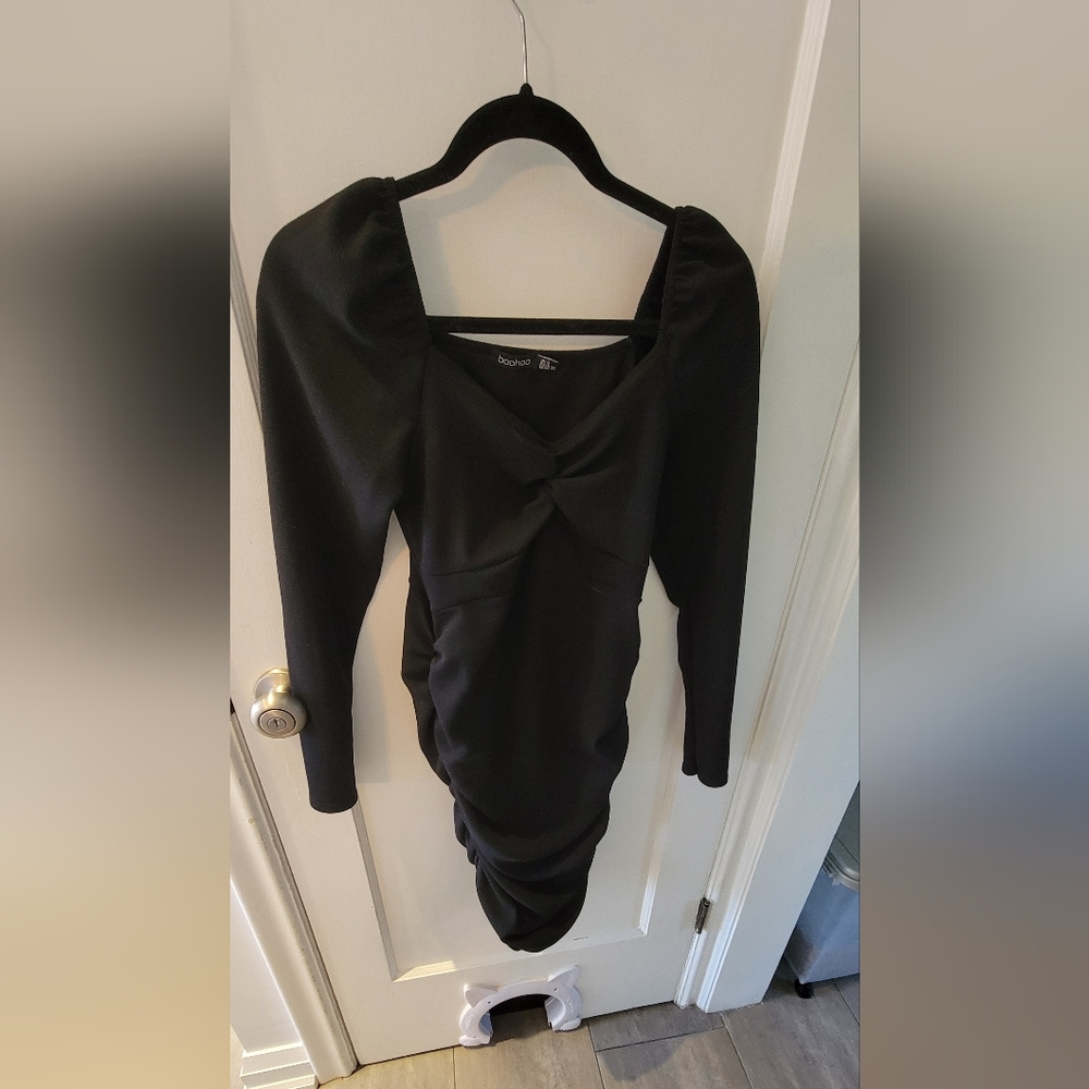 Boohoo black maternity midi sweater dress